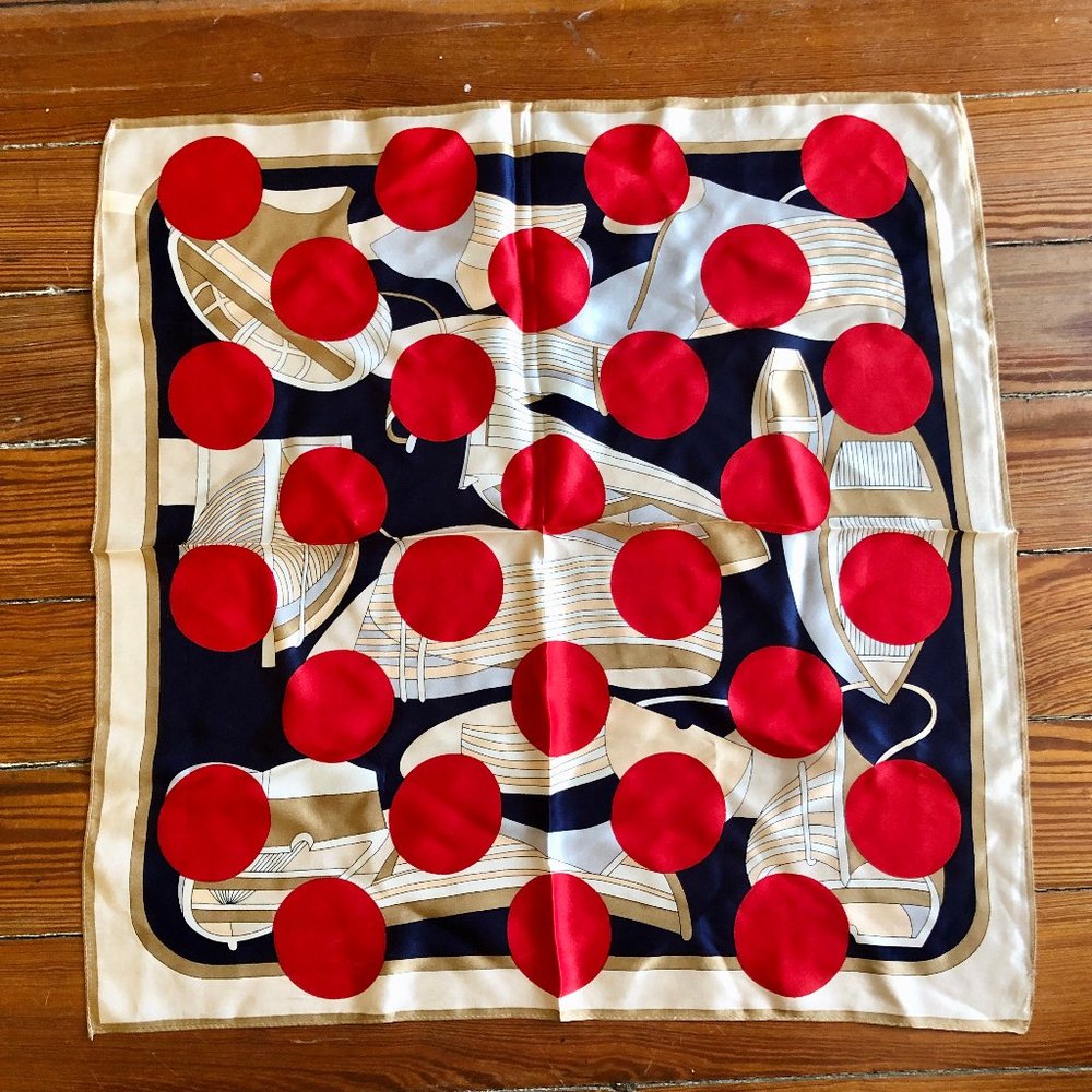 Red Dotted Pure Silk Scarf